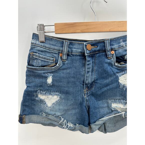 BlankNYC Medium Wash High Rise Fulton Roll Up Shorts Distressed 3" Inseam 26‎ - Picture 3 of 6